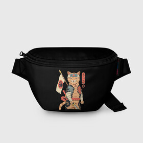 Поясная сумка 3D с принтом Shogun Cat , 100% полиэстер | плотная ткань, ремень с регулируемой длиной, внутри несколько карманов для мелочей, основное отделение и карман с обратной стороны сумки застегиваются на молнию | cat | cats | japan | ninja | samurai | shogun | yakuza | катана | кот | котенок | коты | котэ | котята | кошка | ниндзя | самурай | сёгун | якудза | япония