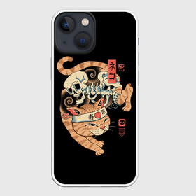 Чехол для iPhone 13 mini с принтом Cat of Death ,  |  | cat | cats | death | japan | ninja | samurai | shogun | skull | yakuza | катана | кот | котенок | коты | котэ | котята | кошка | ниндзя | самурай | сёгун | череп | якудза | япония