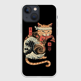 Чехол для iPhone 13 mini с принтом Cat Wave ,  |  | cat | cats | japan | ninja | samurai | shogun | wave | yakuza | волна | катана | кот | котенок | коты | котэ | котята | кошка | ниндзя | самурай | сёгун | якудза | япония