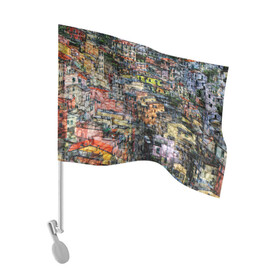 Флаг для автомобиля с принтом ГОРОДОК , 100% полиэстер | Размер: 30*21 см | абстракция | город | молодежное | пестрое | провинция | хайп