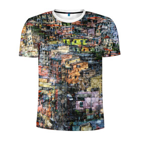 Мужская футболка 3D спортивная с принтом ГОРОДОК , 100% полиэстер с улучшенными характеристиками | приталенный силуэт, круглая горловина, широкие плечи, сужается к линии бедра | Тематика изображения на принте: абстракция | город | молодежное | пестрое | провинция | хайп