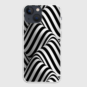 Чехол для iPhone 13 mini с принтом 3D Иллюзия ,  |  | 3d texture | абстракция | оптическая иллюзия | полосы | черно белое