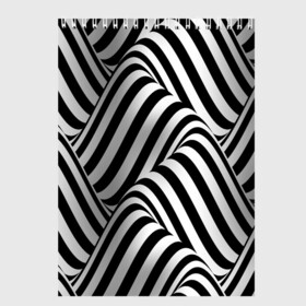 Скетчбук с принтом 3D Иллюзия , 100% бумага
 | 48 листов, плотность листов — 100 г/м2, плотность картонной обложки — 250 г/м2. Листы скреплены сверху удобной пружинной спиралью | 3d texture | абстракция | оптическая иллюзия | полосы | черно белое