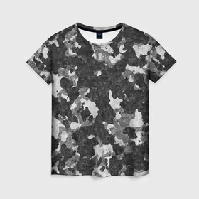 Женская футболка 3D с принтом Gray Camouflage , 100% полиэфир ( синтетическое хлопкоподобное полотно) | прямой крой, круглый вырез горловины, длина до линии бедер | Тематика изображения на принте: army | camo | camouflage | military | камуфляж