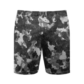 Мужские шорты спортивные с принтом Gray Camouflage ,  |  | army | camo | camouflage | military | камуфляж