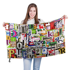 Флаг 3D с принтом АЛФАВИТ , 100% полиэстер | плотность ткани — 95 г/м2, размер — 67 х 109 см. Принт наносится с одной стороны | алфавит | буквы | молодежное | пестрое | хайп