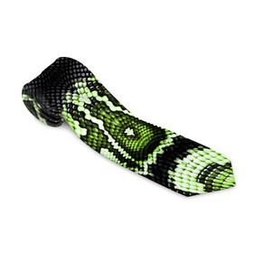 Галстук 3D с принтом Green Snake , 100% полиэстер | Длина 148 см; Плотность 150-180 г/м2 | reptile | scales | skin | snake | змея