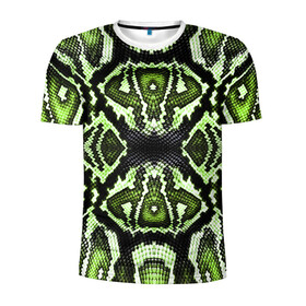 Мужская футболка 3D спортивная с принтом Green Snake , 100% полиэстер с улучшенными характеристиками | приталенный силуэт, круглая горловина, широкие плечи, сужается к линии бедра | Тематика изображения на принте: reptile | scales | skin | snake | змея