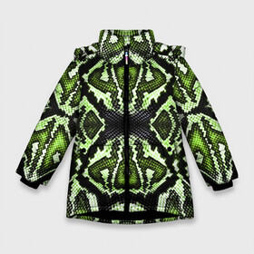 Зимняя куртка для девочек 3D с принтом Green Snake , ткань верха — 100% полиэстер; подклад — 100% полиэстер, утеплитель — 100% полиэстер. | длина ниже бедра, удлиненная спинка, воротник стойка и отстегивающийся капюшон. Есть боковые карманы с листочкой на кнопках, утяжки по низу изделия и внутренний карман на молнии. 

Предусмотрены светоотражающий принт на спинке, радужный светоотражающий элемент на пуллере молнии и на резинке для утяжки. | reptile | scales | skin | snake | змея