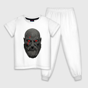 Детская пижама хлопок с принтом Kratos ART , 100% хлопок |  брюки и футболка прямого кроя, без карманов, на брюках мягкая резинка на поясе и по низу штанин
 | gad of war | game | games | god of war | god of wor | атрей | атрэй | бог войны | игра | игры | кратос
