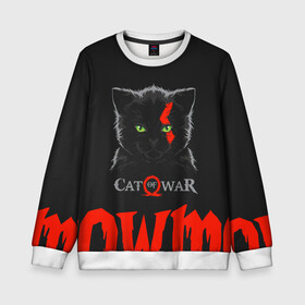 Детский свитшот 3D с принтом Cat of war , 100% полиэстер | свободная посадка, прямой крой, мягкая тканевая резинка на рукавах и понизу свитшота | cat | gad of war | game | games | god of war | god of wor | атрей | атрэй | бог войны | игра | игры | кот | котёнок | кошки | кратос