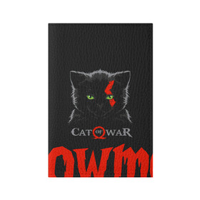 Обложка для паспорта матовая кожа с принтом Cat of war , натуральная матовая кожа | размер 19,3 х 13,7 см; прозрачные пластиковые крепления | Тематика изображения на принте: cat | gad of war | game | games | god of war | god of wor | атрей | атрэй | бог войны | игра | игры | кот | котёнок | кошки | кратос