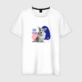 Мужская футболка хлопок с принтом Собака корги , 100% хлопок | прямой крой, круглый вырез горловины, длина до линии бедер, слегка спущенное плечо. | звери | лает | любовь | преданность | собака