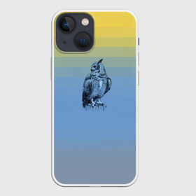 Чехол для iPhone 13 mini с принтом филин ,  |  | color2021 | illuminating | pantone | ultimate grey | yellow | желтый | природа | путешествия | серый | сова