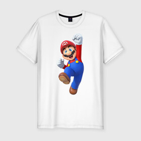 Мужская футболка хлопок Slim с принтом Марио , 92% хлопок, 8% лайкра | приталенный силуэт, круглый вырез ворота, длина до линии бедра, короткий рукав | mario | водопроводчик марио | марио | нинтендо | супер марио