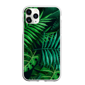 Чехол для iPhone 11 Pro Max матовый с принтом Сочные тропики , Силикон |  | заросли | кусты | лето | листья | пальма | тропики. зелень