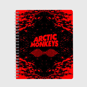 Тетрадь с принтом arctic monkeys , 100% бумага | 48 листов, плотность листов — 60 г/м2, плотность картонной обложки — 250 г/м2. Листы скреплены сбоку удобной пружинной спиралью. Уголки страниц и обложки скругленные. Цвет линий — светло-серый
 | Тематика изображения на принте: arctic monkeys | arctic monkeys live | do i wanna know | domino | domino records | full album | lyrics | mardy bum | whyd you only call me when youre high | арктические обезьяны | домино пластинки | полный альбом | тексты песен