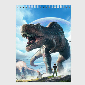 Скетчбук с принтом Ark Survival Evolved , 100% бумага
 | 48 листов, плотность листов — 100 г/м2, плотность картонной обложки — 250 г/м2. Листы скреплены сверху удобной пружинной спиралью | ark | ark survival | dino | t rex | арк | арк сурвайвал | дино | динозавр | динозавры | спинозавр | тираннозавр