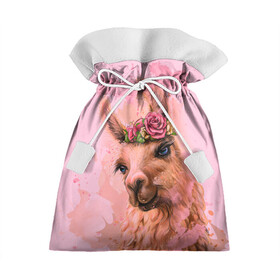 Подарочный 3D мешок с принтом лама с цветами , 100% полиэстер | Размер: 29*39 см | Тематика изображения на принте: llama | альпака | животные | лама