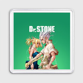 Магнит 55*55 с принтом Dr Stone , Пластик | Размер: 65*65 мм; Размер печати: 55*55 мм | dr. stone | kohaku | senku | taiju | доктор стоун | исигами сэнку | кохаку | сэнку | тайдзю | цукаса