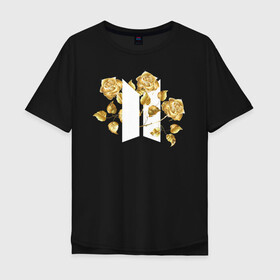 Мужская футболка хлопок Oversize с принтом БТС BTS Stay Gold V2 Bangtan , 100% хлопок | свободный крой, круглый ворот, “спинка” длиннее передней части | bangtan boys | bts | k pop | stay gold | бтс | версия 2