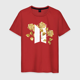 Мужская футболка хлопок с принтом БТС BTS Stay Gold V2 Bangtan , 100% хлопок | прямой крой, круглый вырез горловины, длина до линии бедер, слегка спущенное плечо. | Тематика изображения на принте: bangtan boys | bts | k pop | stay gold | бтс | версия 2