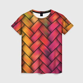 Женская футболка 3D с принтом Сплетение , 100% полиэфир ( синтетическое хлопкоподобное полотно) | прямой крой, круглый вырез горловины, длина до линии бедер | молодежное | пестрое | плетенка | счастье | хайп | цветное
