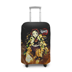Чехол для чемодана 3D с принтом Танджиро Камадо в огне , 86% полиэфир, 14% спандекс | двустороннее нанесение принта, прорези для ручек и колес | demon slayer | kamado | kimetsu no yaiba | nezuko | tanjiro | аниме | гию томиока | зеницу агацума | иноске хашибира | камадо | клинок | корзинная девочка | манга | музан кибуцуджи | незуко | рассекающий демонов | танджиро