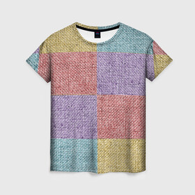 Женская футболка 3D с принтом Patchwork , 100% полиэфир ( синтетическое хлопкоподобное полотно) | прямой крой, круглый вырез горловины, длина до линии бедер | burlap | patchwork | sackcloth | мешковина | ткань