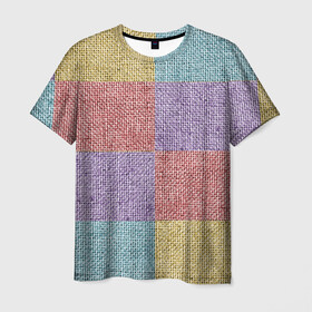 Мужская футболка 3D с принтом Patchwork , 100% полиэфир | прямой крой, круглый вырез горловины, длина до линии бедер | burlap | patchwork | sackcloth | мешковина | ткань