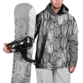 Накидка на куртку 3D с принтом White Raven , 100% полиэстер |  | Тематика изображения на принте: plumage | raven | ворон | оперение | перья