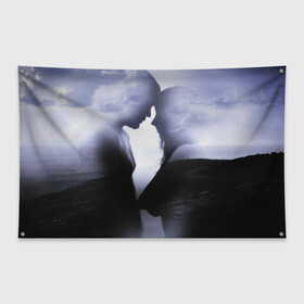 Флаг-баннер с принтом РОМАНТИКА , 100% полиэстер | размер 67 х 109 см, плотность ткани — 95 г/м2; по краям флага есть четыре люверса для крепления | абстракция | любовь | облака | пара | романтика