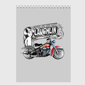 Скетчбук с принтом Bike Rally Laughlin 2018 , 100% бумага
 | 48 листов, плотность листов — 100 г/м2, плотность картонной обложки — 250 г/м2. Листы скреплены сверху удобной пружинной спиралью | Тематика изображения на принте: speed | байкеры | гонки | девушки | скорость