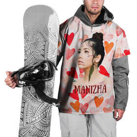 Накидка на куртку 3D с принтом Manizha на фоне сердечек , 100% полиэстер |  | manizha | далеровна | душанбе | евровидение | евровидение 2021 | манижа | певица | таджикистан | хамраева