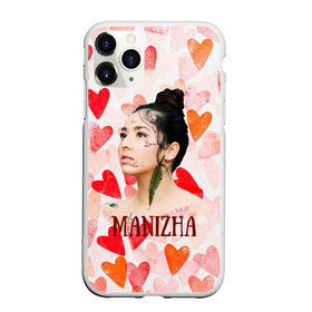 Чехол для iPhone 11 Pro матовый с принтом Manizha на фоне сердечек , Силикон |  | manizha | далеровна | душанбе | евровидение | евровидение 2021 | манижа | певица | таджикистан | хамраева