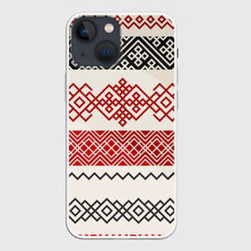 Чехол для iPhone 13 mini с принтом Славянский узор красно черный ,  |  | линии | славяне | славянский узор | текстуры | угор