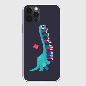 Чехол для iPhone 12 Pro Max с принтом Book Dinosaur , Силикон |  | barosaurus | book | books | dino | dinosaur | knowledge | study | барозавр | знания | книга | книги | книжный