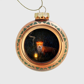 Стеклянный ёлочный шар с принтом Лиса с огненной короной , Стекло | Диаметр: 80 мм | fox | foxy | животное | звери | лиса | лисенок | лисичка | милая | рыжая | фокс