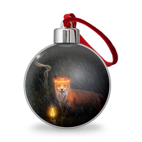 Ёлочный шар с принтом Лиса с огненной короной , Пластик | Диаметр: 77 мм | Тематика изображения на принте: fox | foxy | животное | звери | лиса | лисенок | лисичка | милая | рыжая | фокс