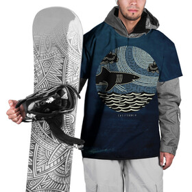 Накидка на куртку 3D с принтом Акулы California Sharks , 100% полиэстер |  | shark | акула | волны | калифорния | море | океан