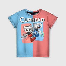 Детская футболка 3D с принтом CAPHEAD , 100% гипоаллергенный полиэфир | прямой крой, круглый вырез горловины, длина до линии бедер, чуть спущенное плечо, ткань немного тянется | caphead | cup | mugman | друг | капхейд | кружка | мугман