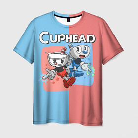 Мужская футболка 3D с принтом CAPHEAD , 100% полиэфир | прямой крой, круглый вырез горловины, длина до линии бедер | caphead | cup | mugman | друг | капхейд | кружка | мугман
