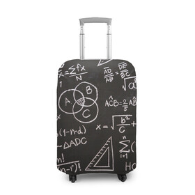 Чехол для чемодана 3D с принтом Математические уравнения , 86% полиэфир, 14% спандекс | двустороннее нанесение принта, прорези для ручек и колес | математика | примеры | уравнение | формулы | школа | школьная доска