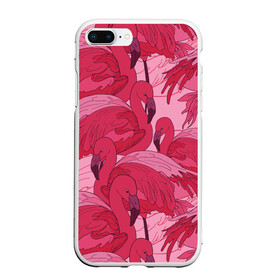 Чехол для iPhone 7Plus/8 Plus матовый с принтом розовые фламинго , Силикон | Область печати: задняя сторона чехла, без боковых панелей | flamingo | птицы | розовый | фламинго