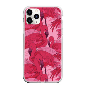 Чехол для iPhone 11 Pro Max матовый с принтом розовые фламинго , Силикон |  | Тематика изображения на принте: flamingo | птицы | розовый | фламинго