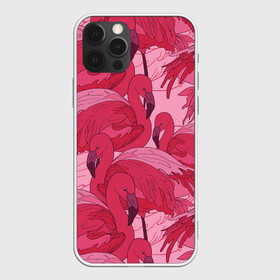 Чехол для iPhone 12 Pro Max с принтом розовые фламинго , Силикон |  | Тематика изображения на принте: flamingo | птицы | розовый | фламинго