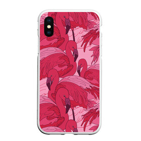 Чехол для iPhone XS Max матовый с принтом розовые фламинго , Силикон | Область печати: задняя сторона чехла, без боковых панелей | flamingo | птицы | розовый | фламинго