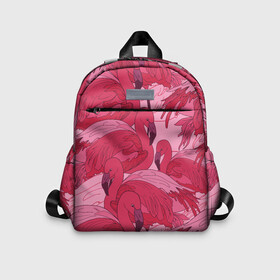 Детский рюкзак 3D с принтом розовые фламинго , 100% полиэстер | лямки с регулируемой длиной, сверху петелька, чтобы рюкзак можно было повесить на вешалку. Основное отделение закрывается на молнию, как и внешний карман. Внутри дополнительный карман. По бокам два дополнительных кармашка | Тематика изображения на принте: flamingo | птицы | розовый | фламинго