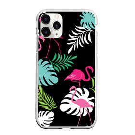 Чехол для iPhone 11 Pro Max матовый с принтом фламинго с цветами , Силикон |  | flamingo | птицы | розовый | фламинго