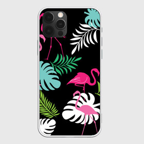 Чехол для iPhone 12 Pro Max с принтом фламинго с цветами , Силикон |  | Тематика изображения на принте: flamingo | птицы | розовый | фламинго